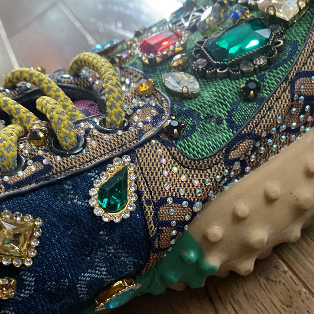 Taxi Rhinestone Canvas Bling Shoes Sz 10 Multicolor Gems - Picture 9 of 16
